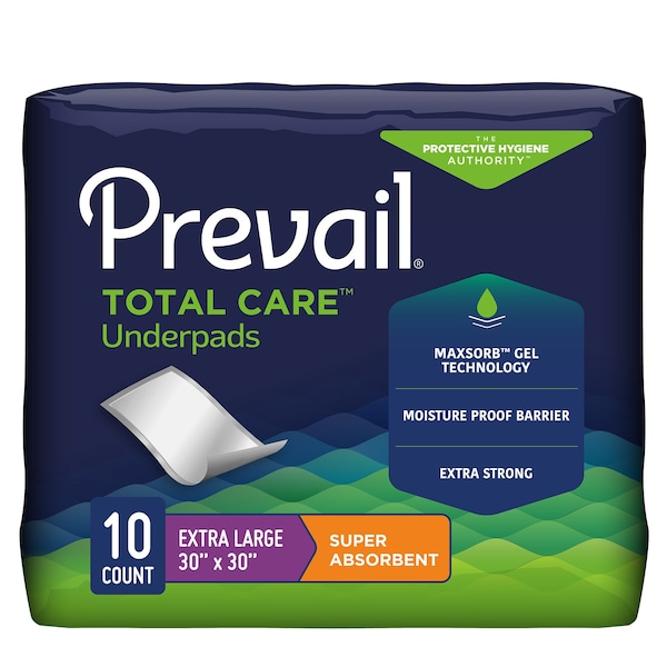 Prevail Total Care Super Absorbent Disposable Polymer Underpad, 30 x 30 Inch, 10PK UPS-120/1 - main